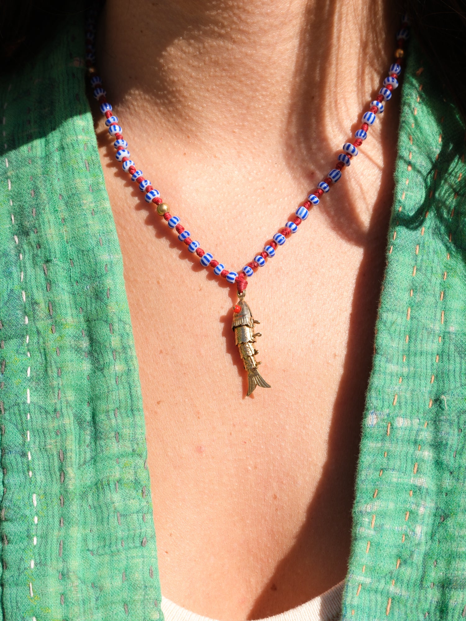 Blue Chevron Fish Necklace