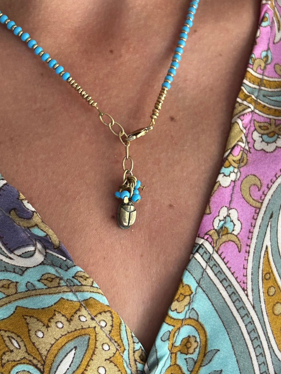 Natasha Beaded Necklace - Lt. Blue