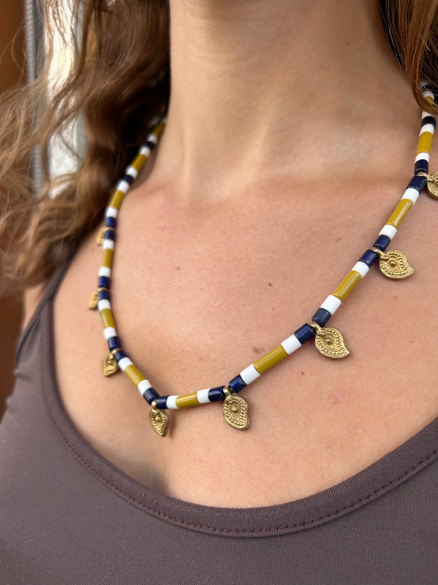 Khaki BlueTribal Necklace