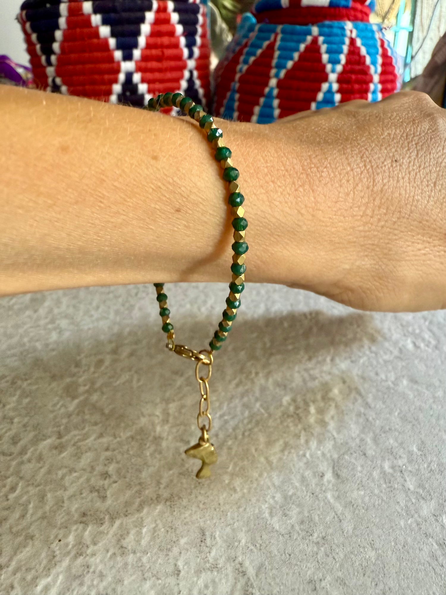 Natasha Beaded Bracelet - Dark Green
