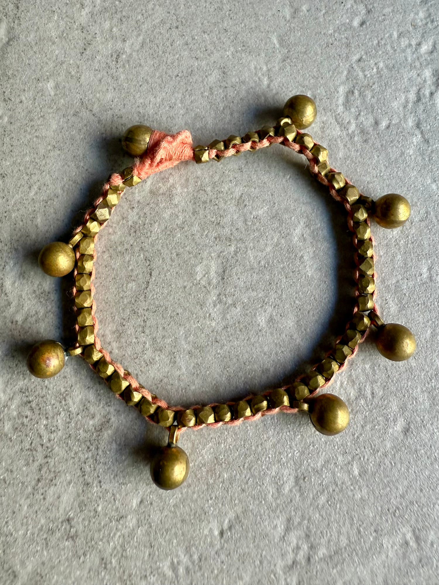 Brass Ball Bracelet - Peach