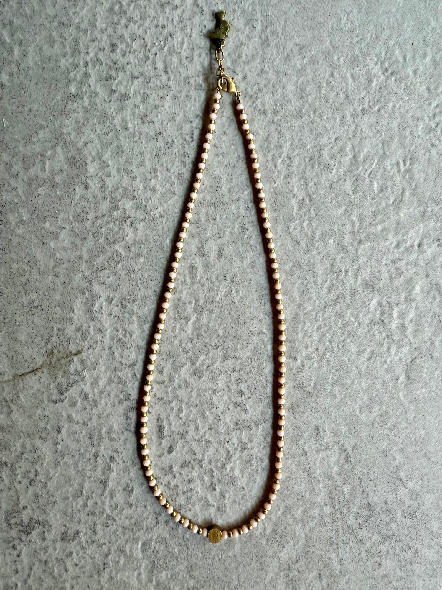 Natasha Beaded Necklace with Focal Bead - White