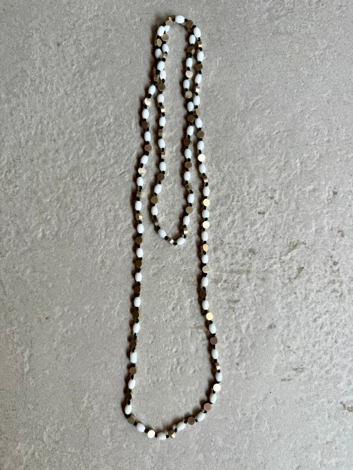 Glass Brass Necklace - White