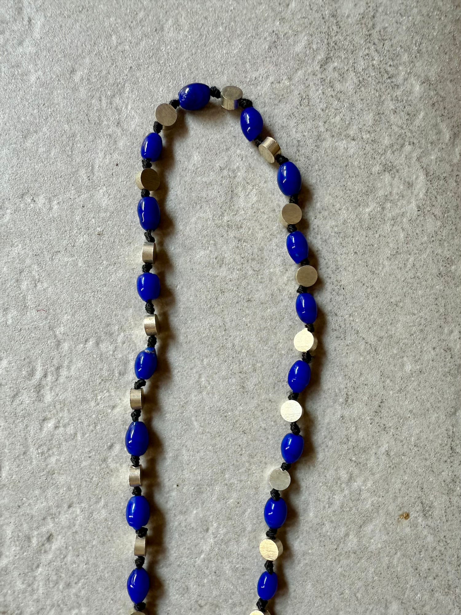 Glass Brass Necklace - Blue