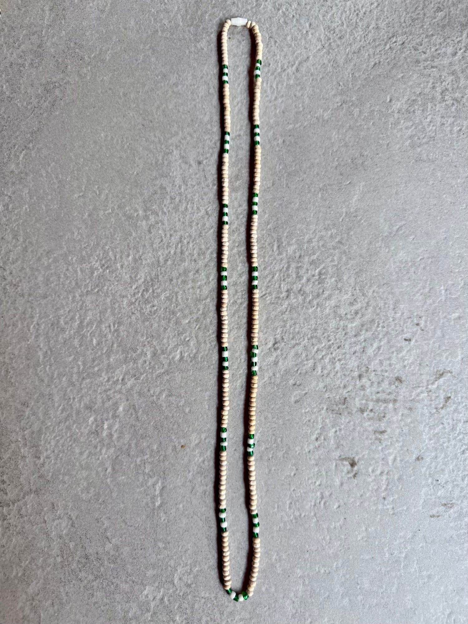 White Wood Mala - Green