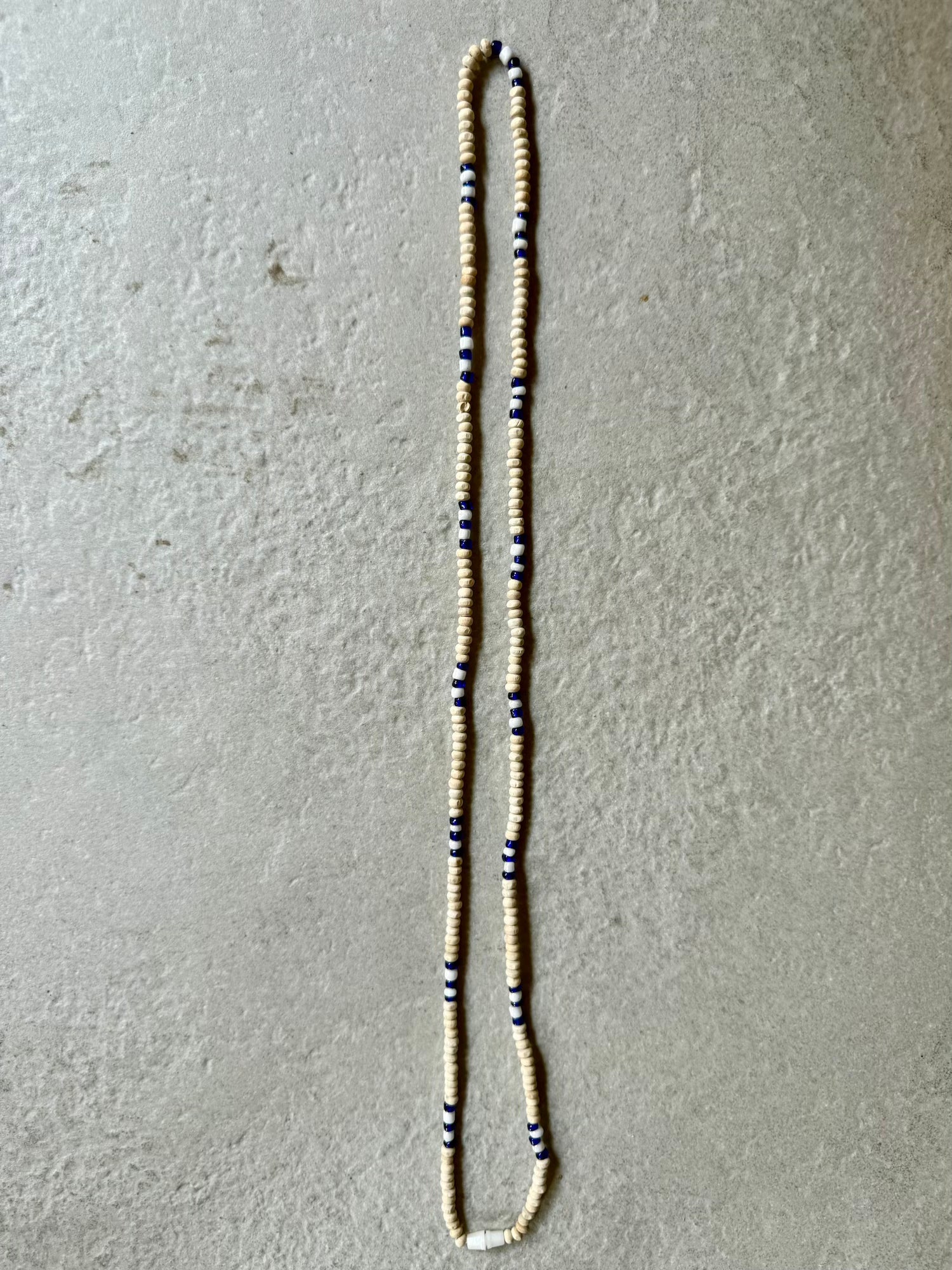 White Wood Mala - Blue