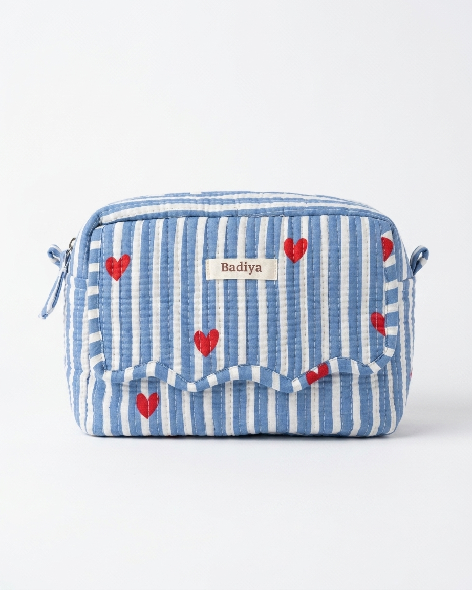 Lt. Blue Heart Makeup Bag