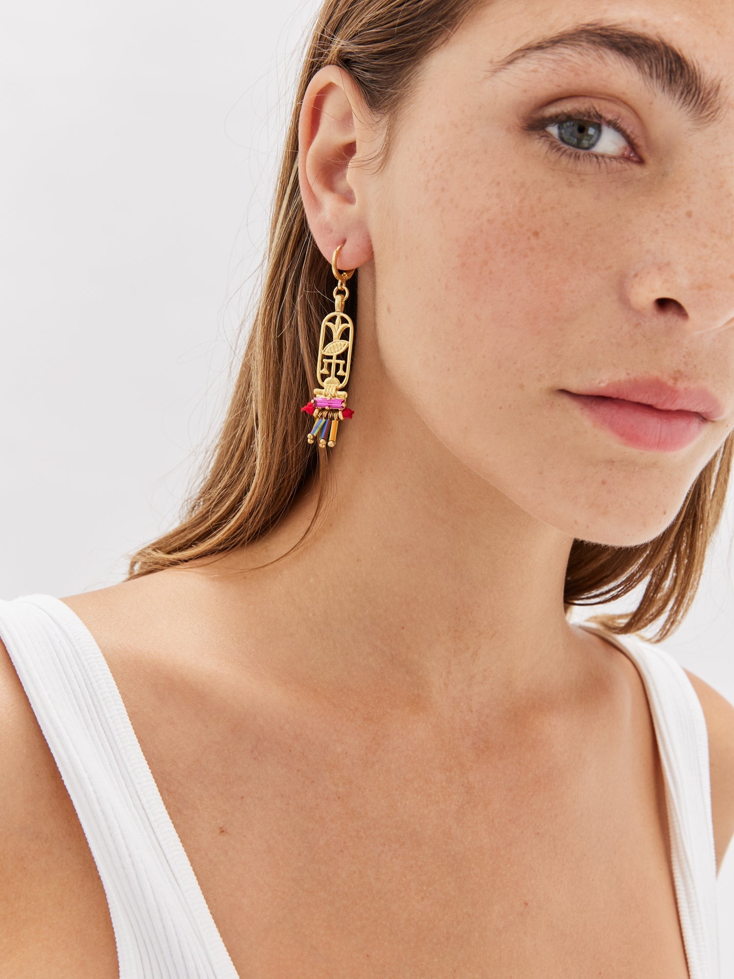 Gold cheap cartouche earrings