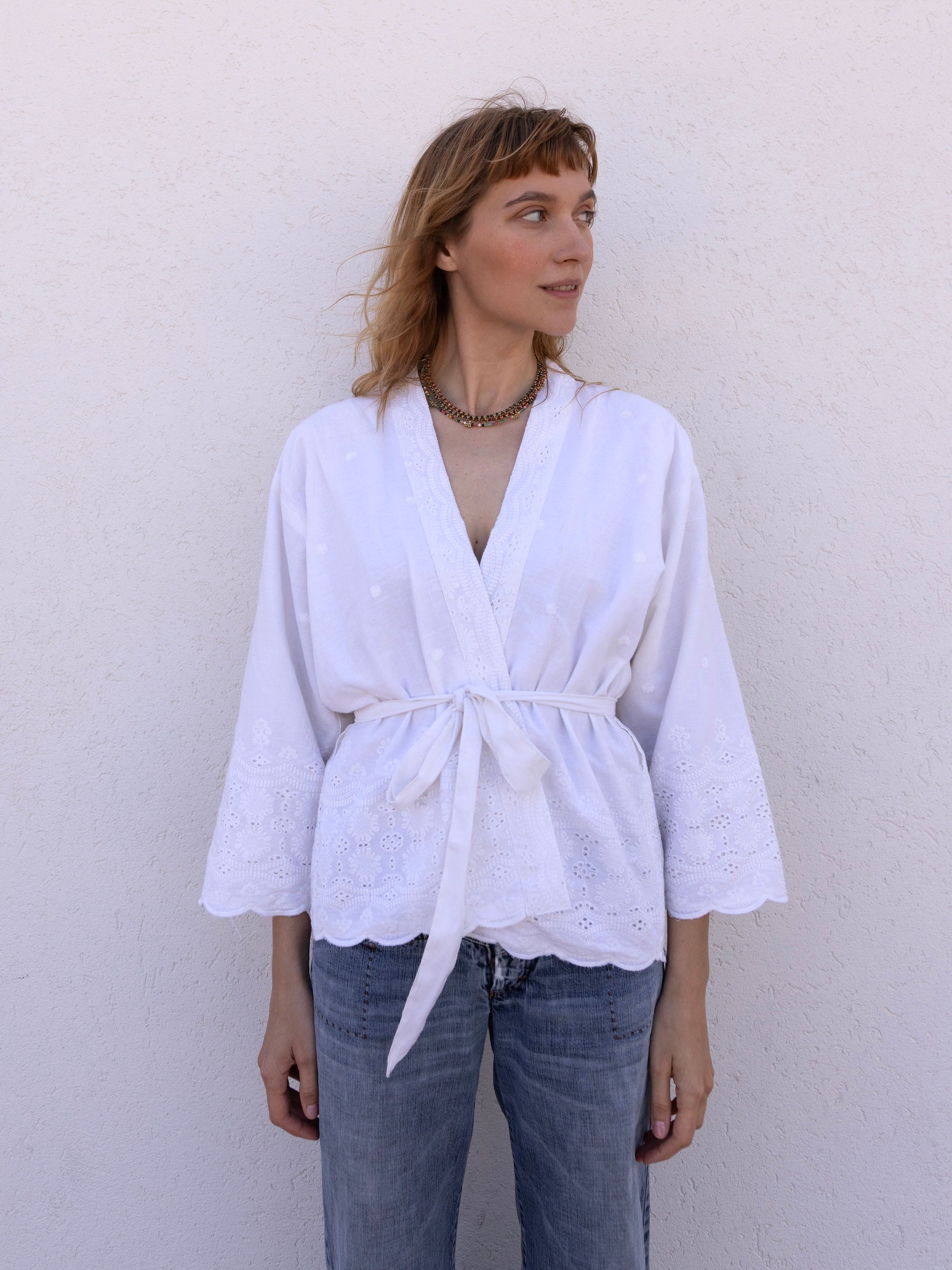 Schiffli Kimono Top