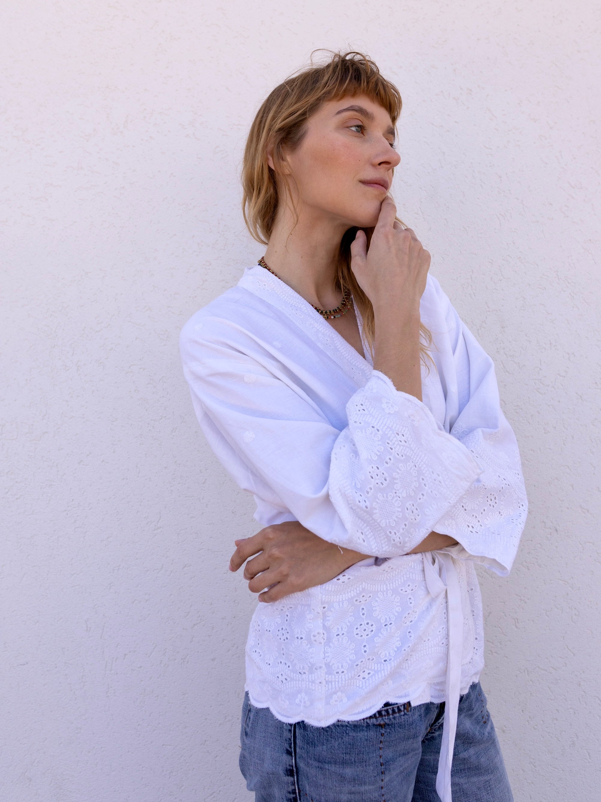 Schiffli Kimono Top