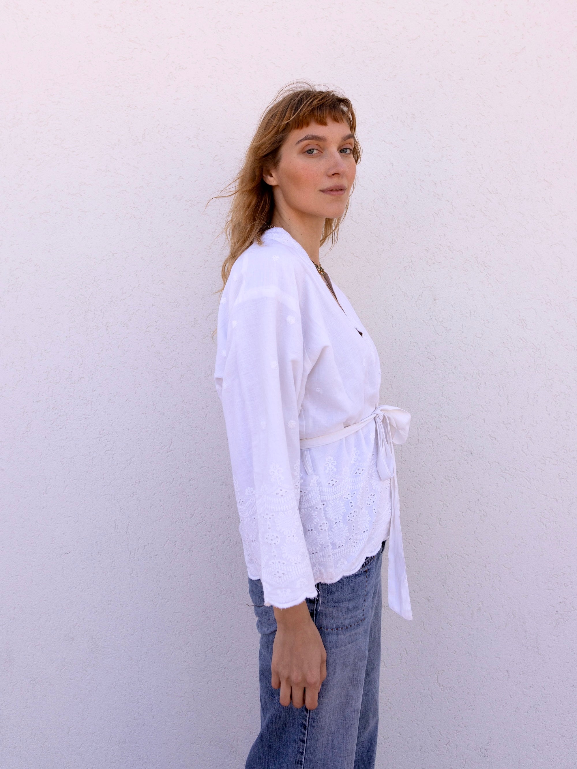 Schiffli Kimono Top