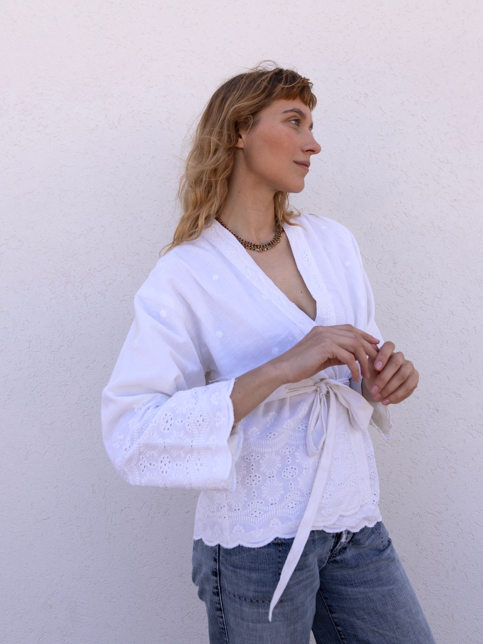 Schiffli Kimono Top