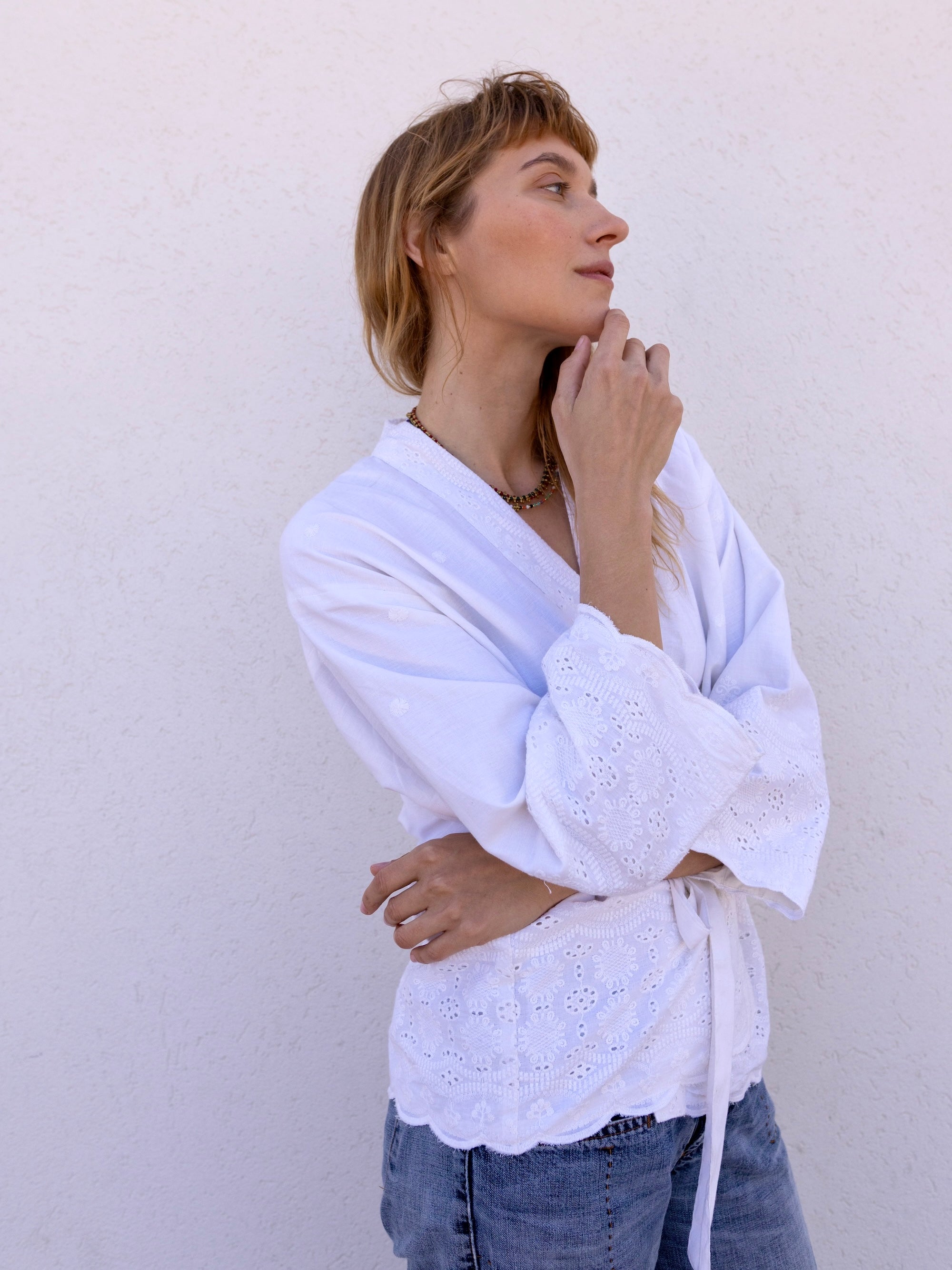 Schiffli Kimono Top