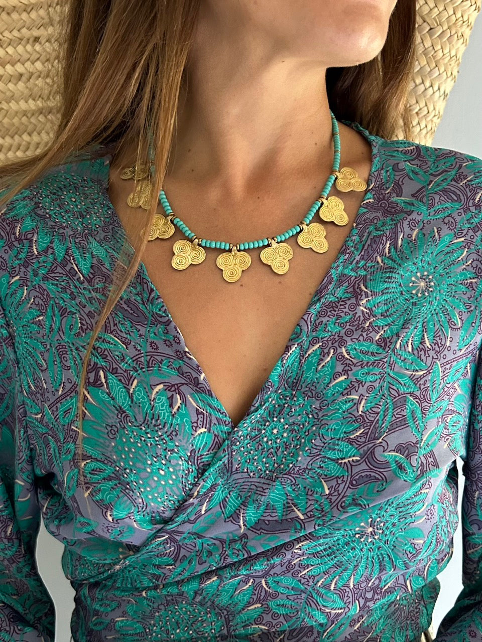 Natasha Spiral Necklace - Turquoise