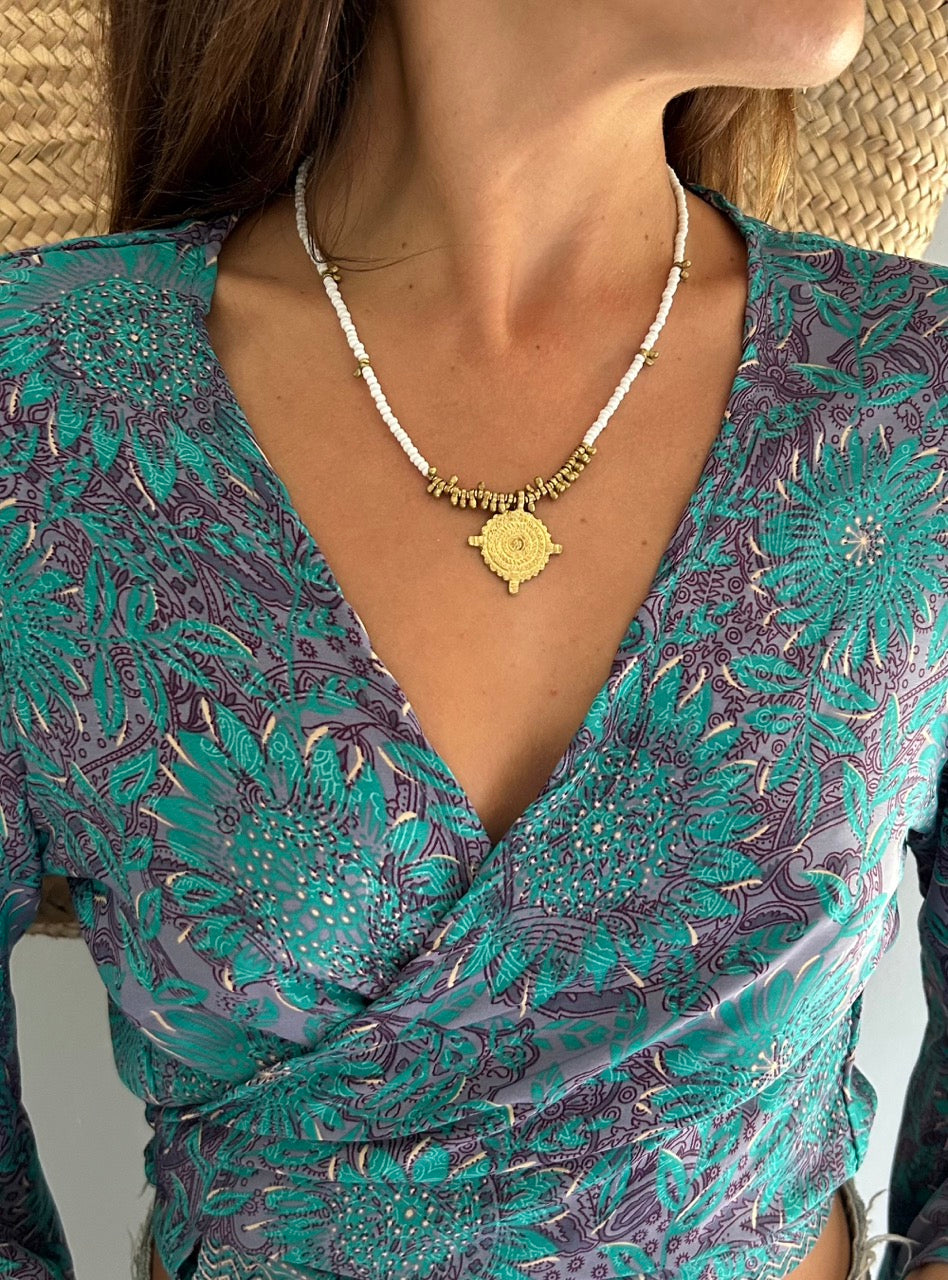 Natasha Spiral Necklace - White