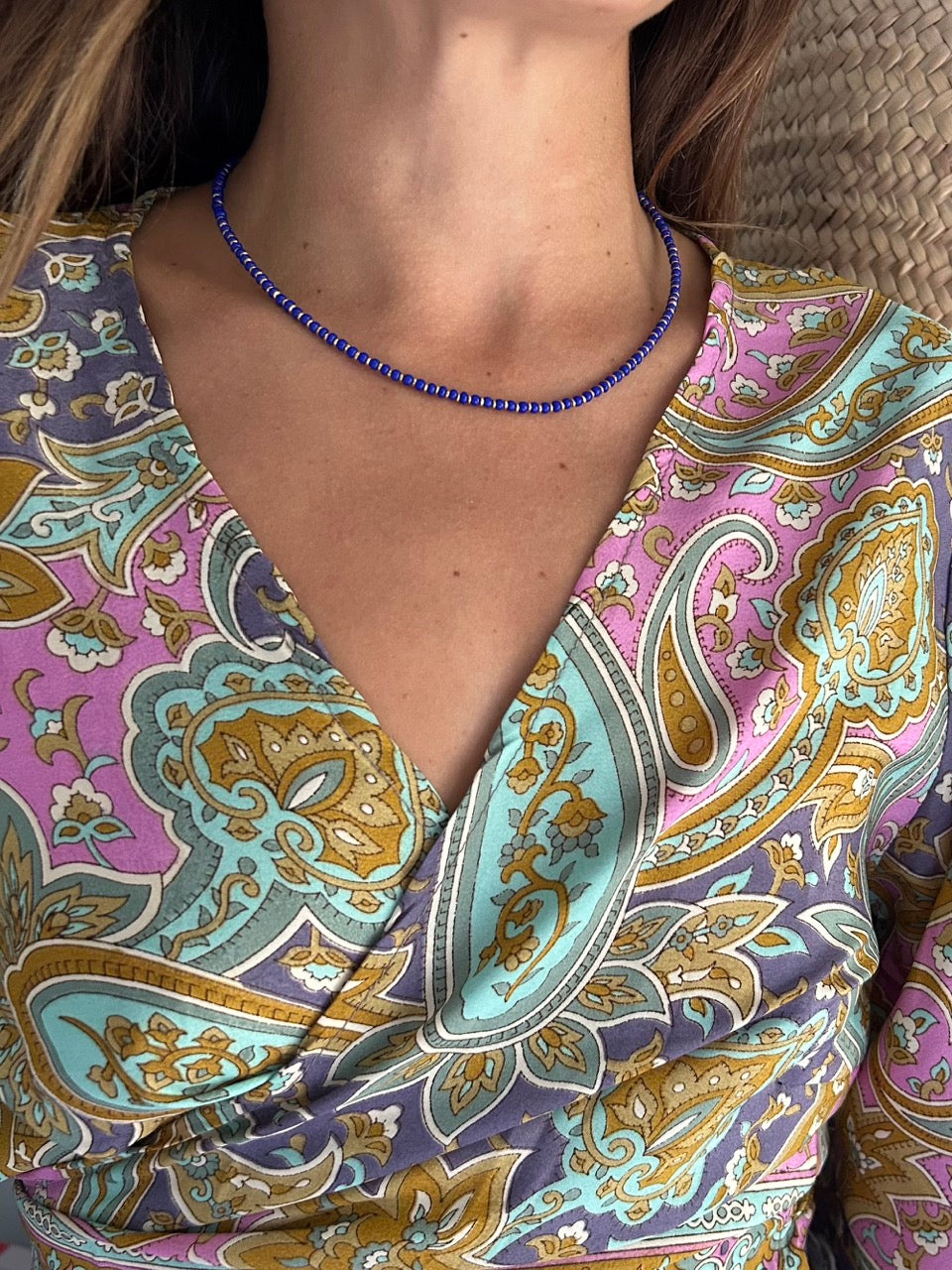 Natasha Beaded Necklace - Blue