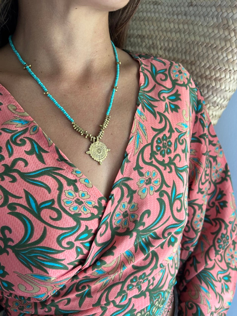 Natasha Spiral Necklace - Turquoise
