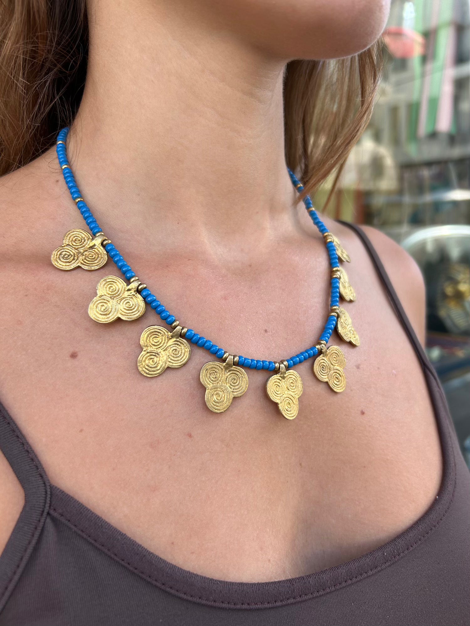 Natasha Spiral Necklace - Blue