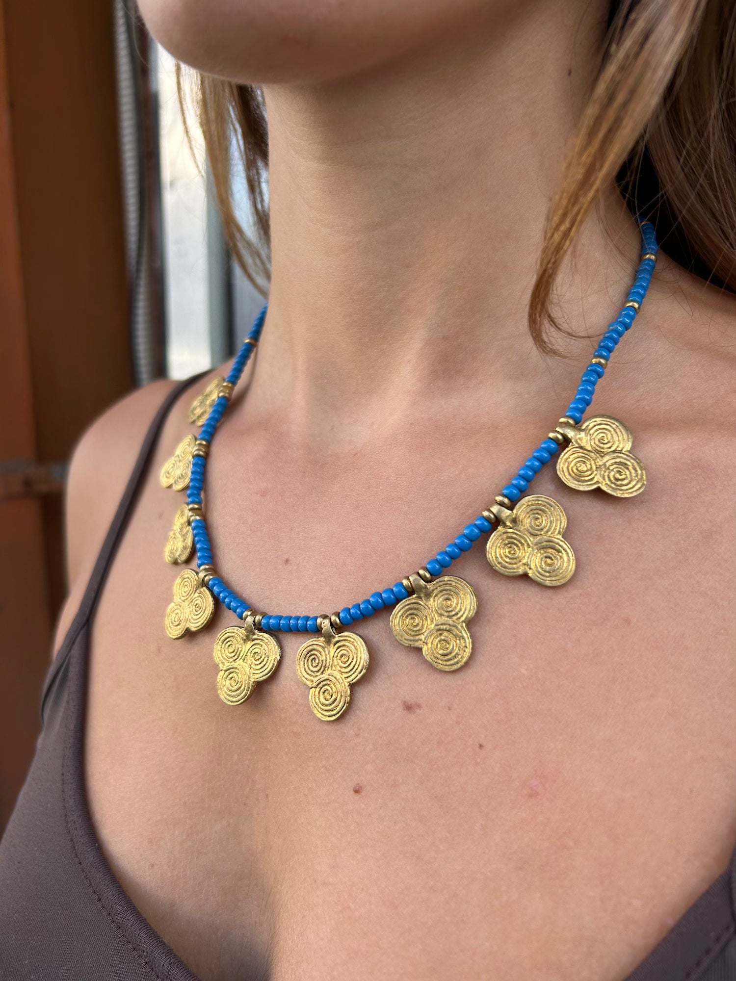 Natasha Spiral Necklace - Blue
