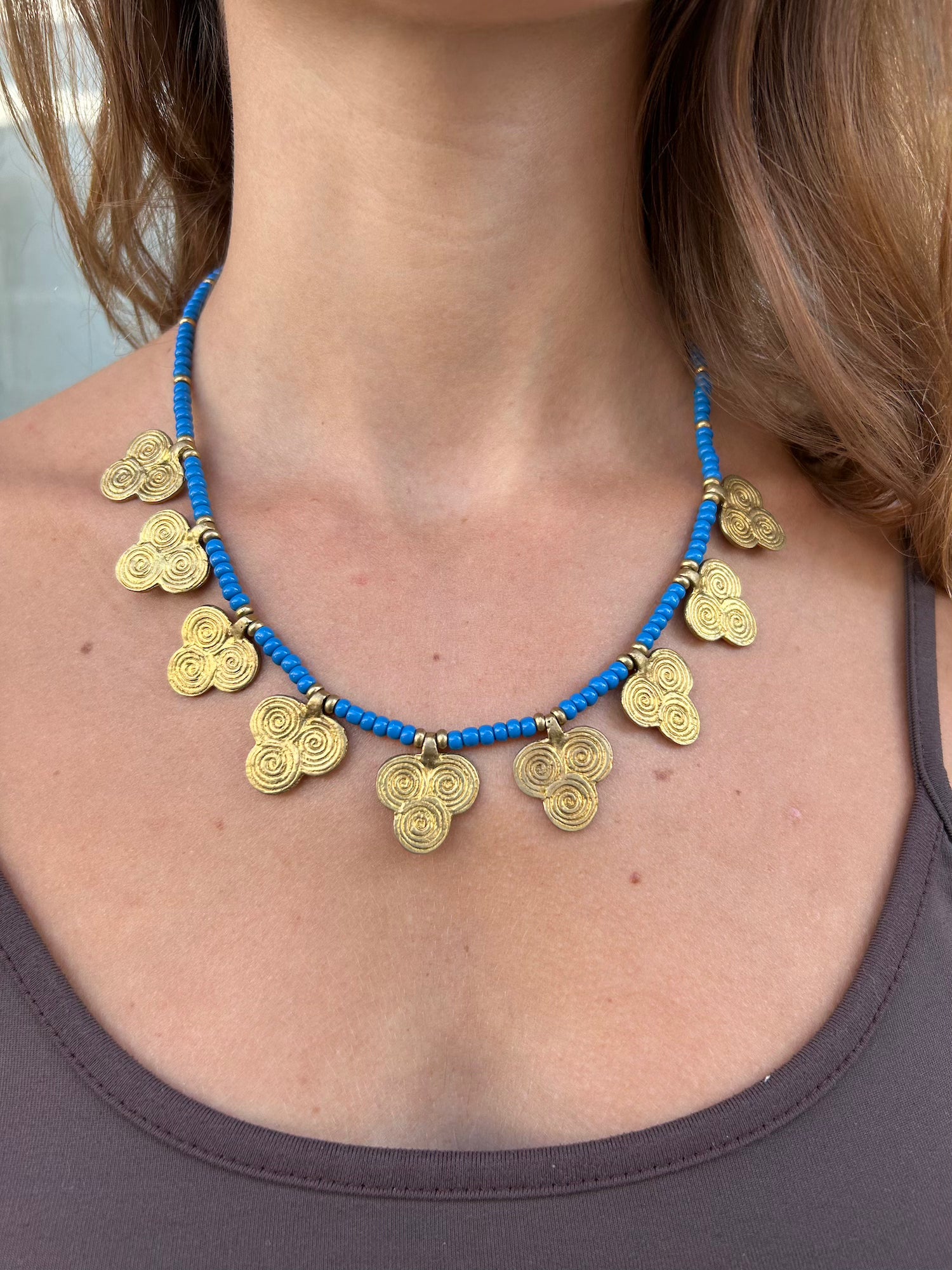 Natasha Spiral Necklace - Blue