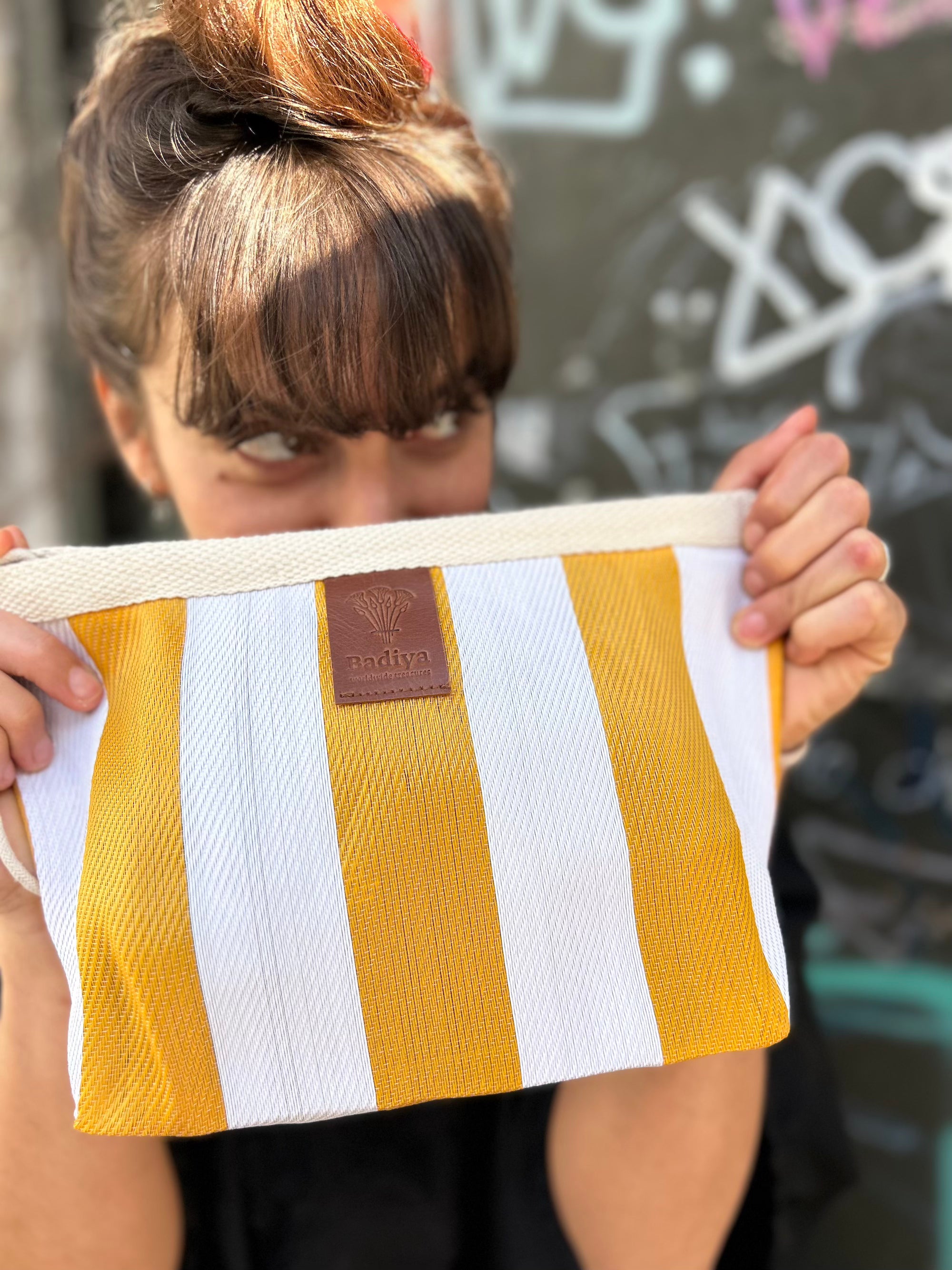Amalfi Striped Pouch - Yellow