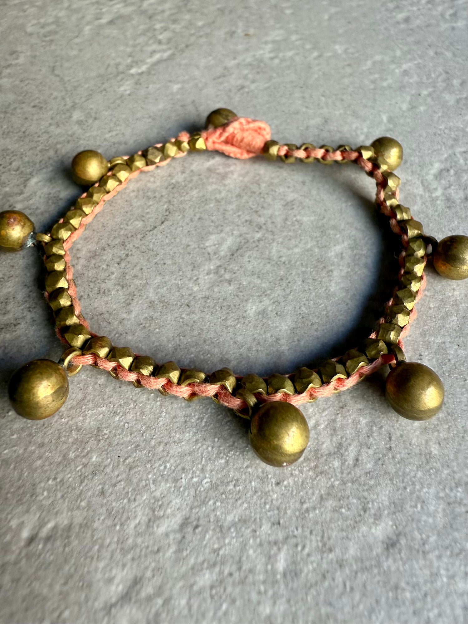 Brass Ball Bracelet - Peach