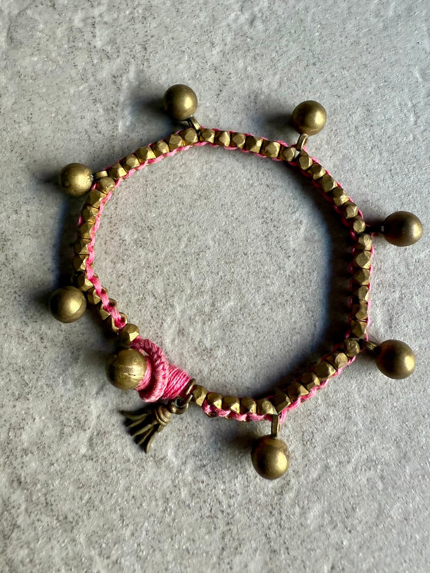 Brass Ball Bracelet - Pink