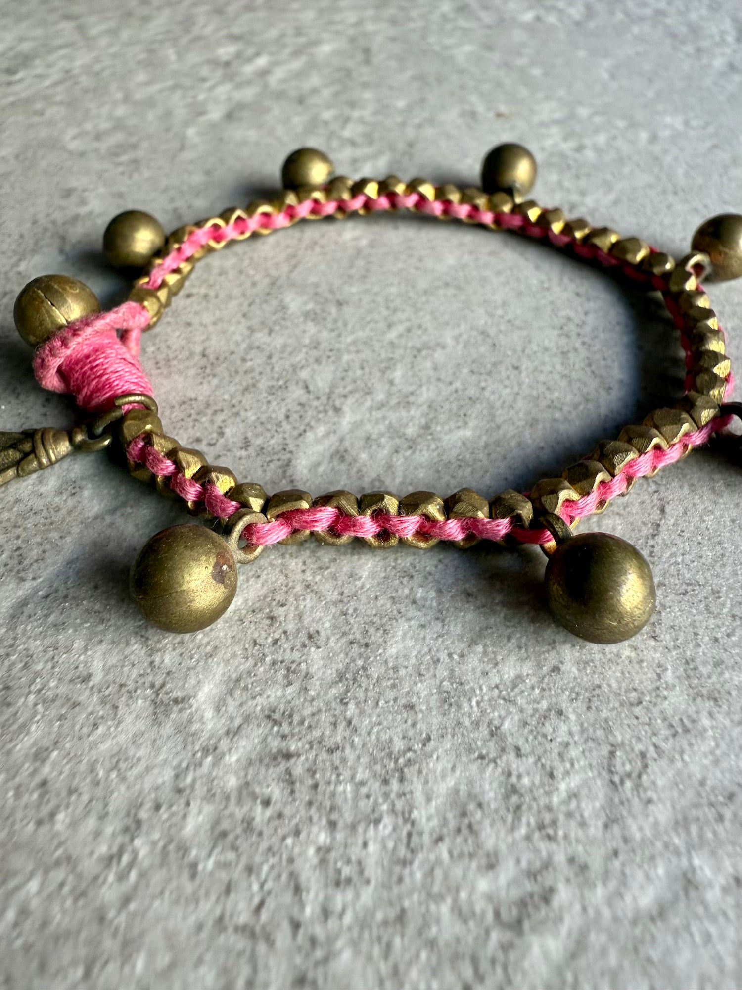 Brass Ball Bracelet - Pink