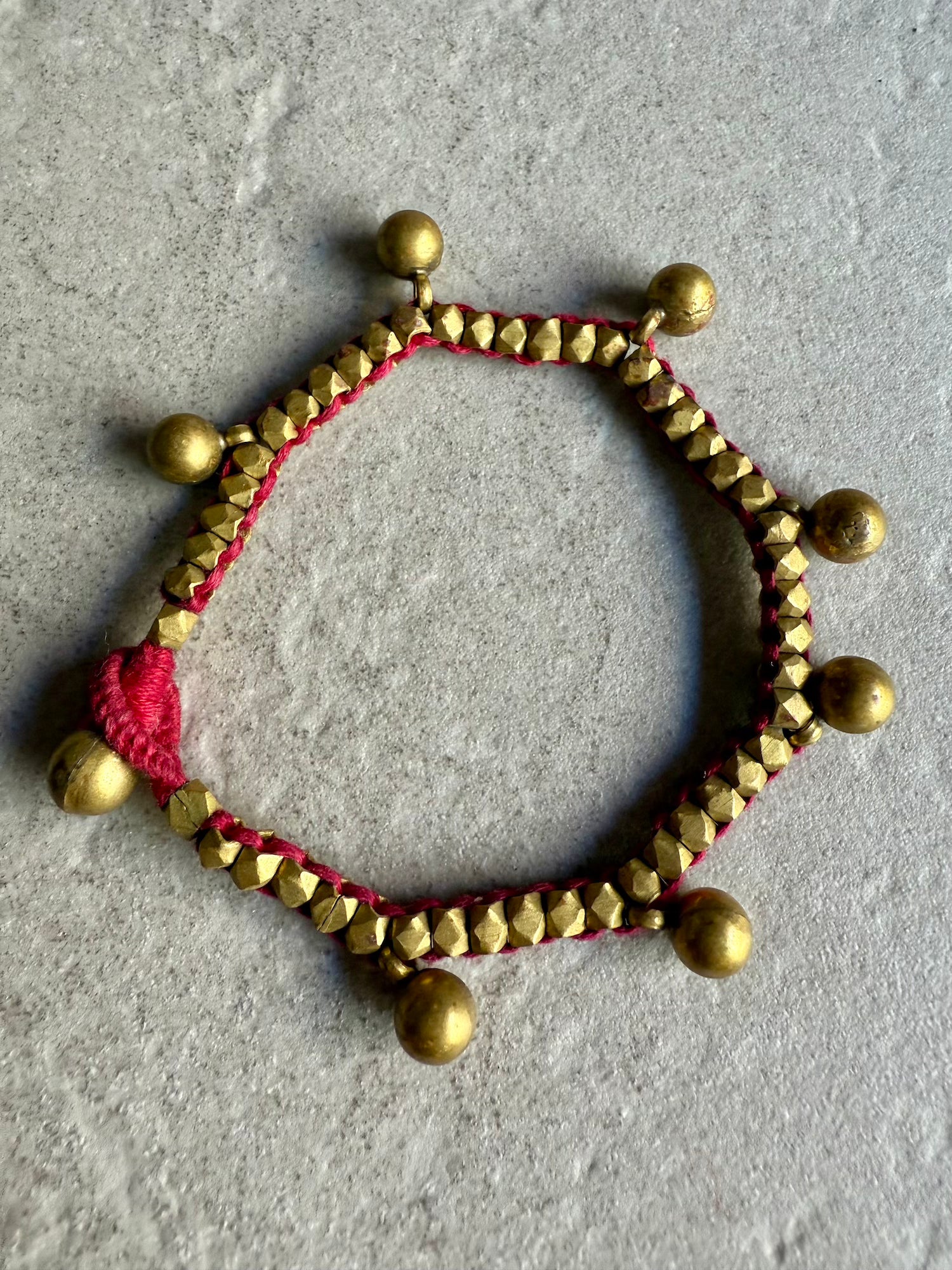 Brass Ball Bracelet - Fuchsia