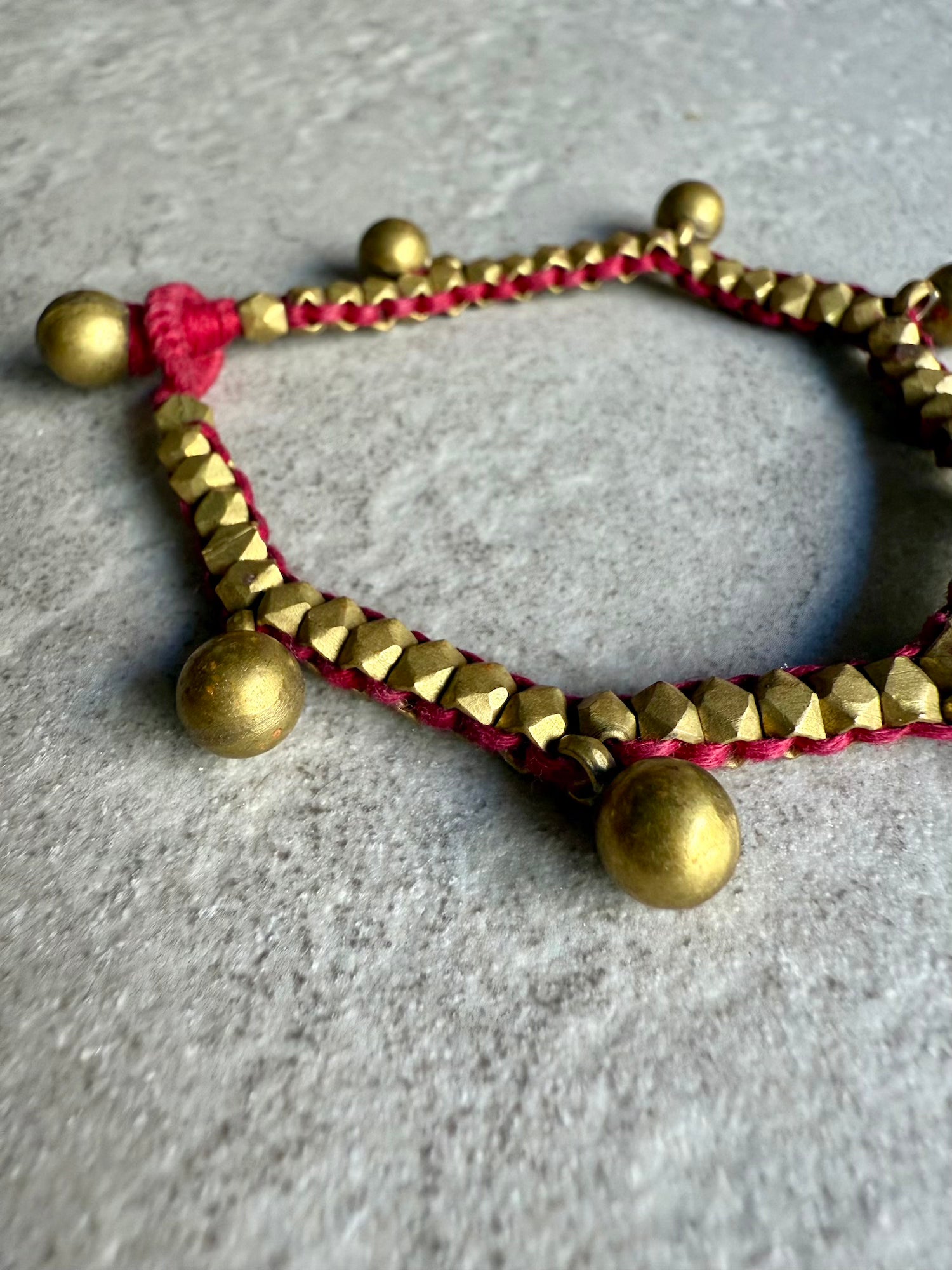 Brass Ball Bracelet - Fuchsia