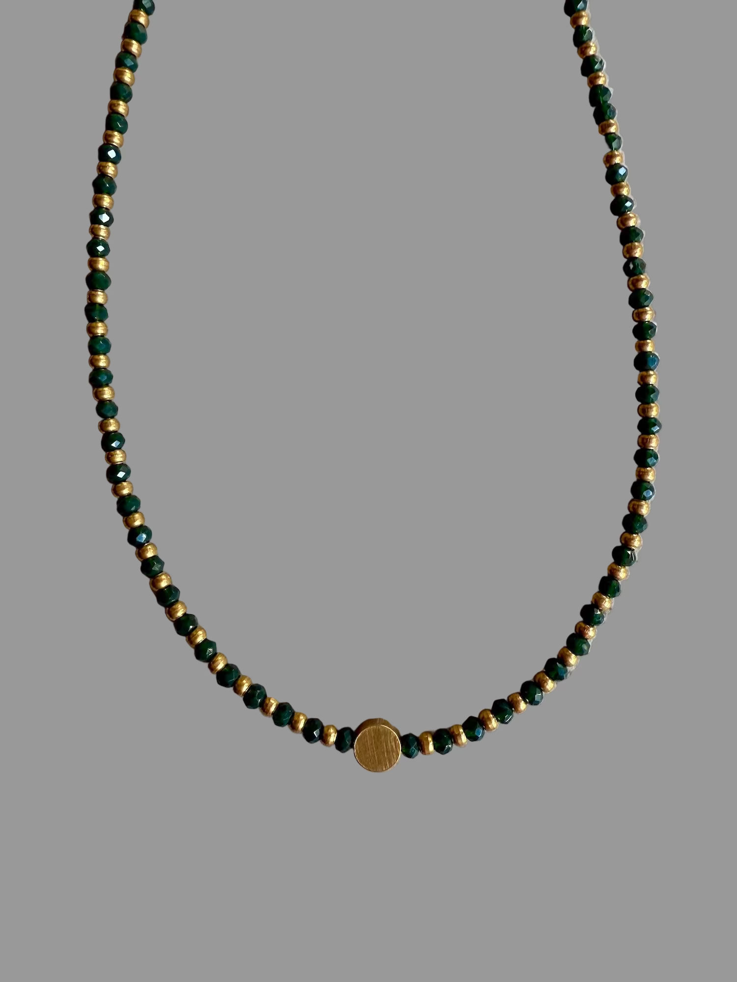 Natasha Beaded Necklace with Focal Bead - Green