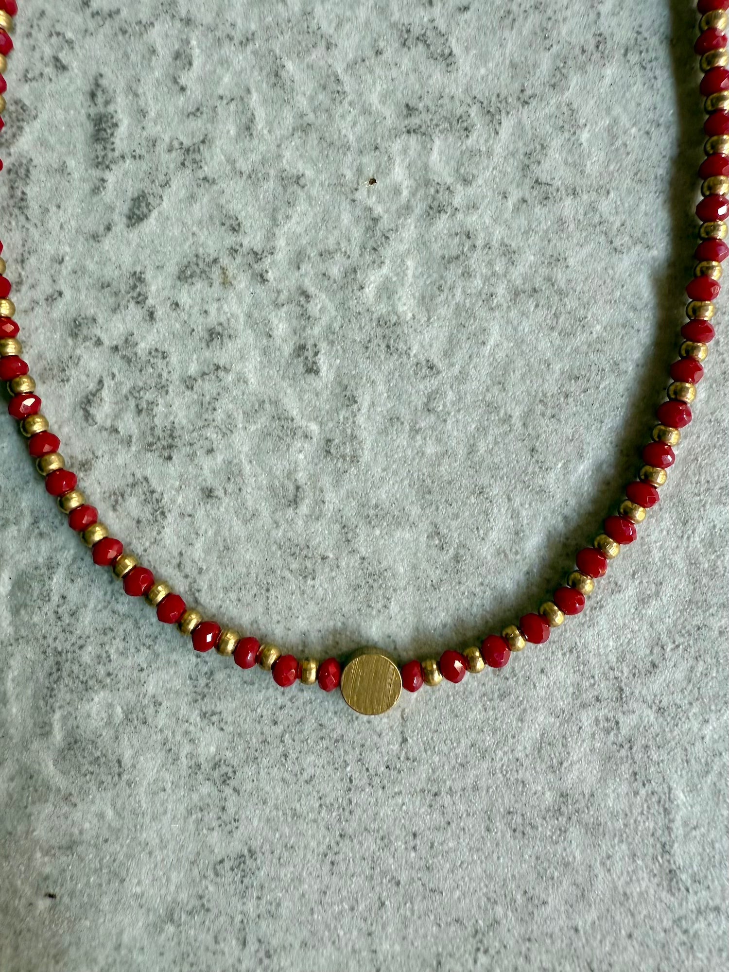Natasha Beaded Necklace with Focal Bead - Red