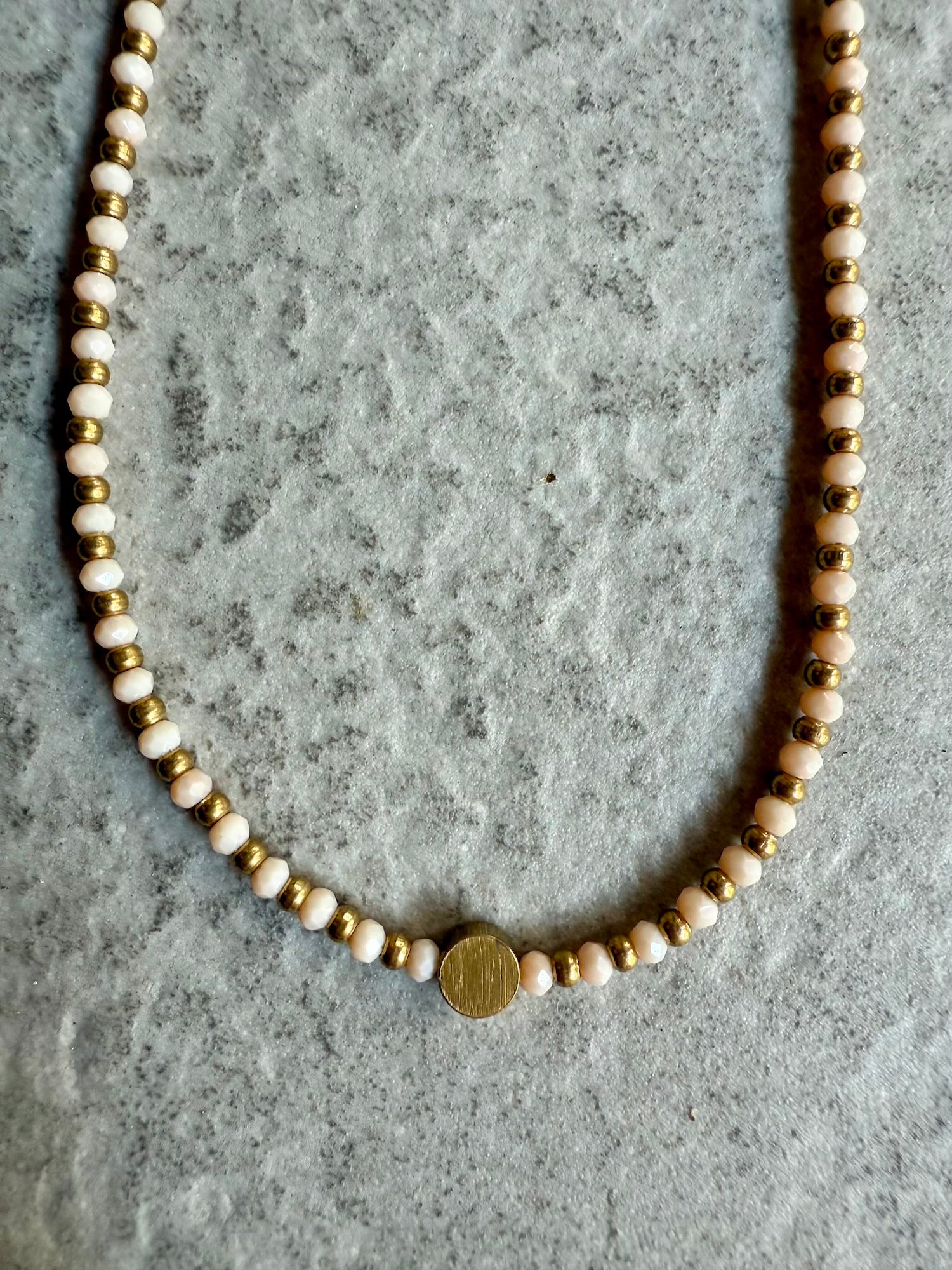 Natasha Beaded Necklace with Focal Bead - White