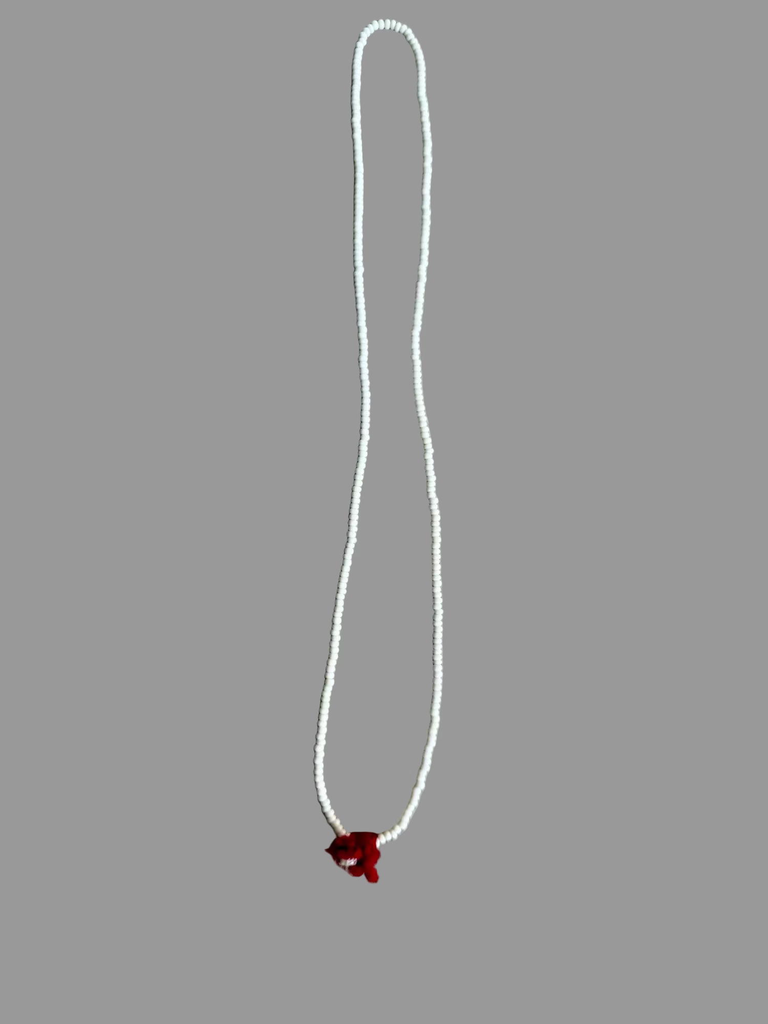 Shanti Necklace - White with Red Pompom