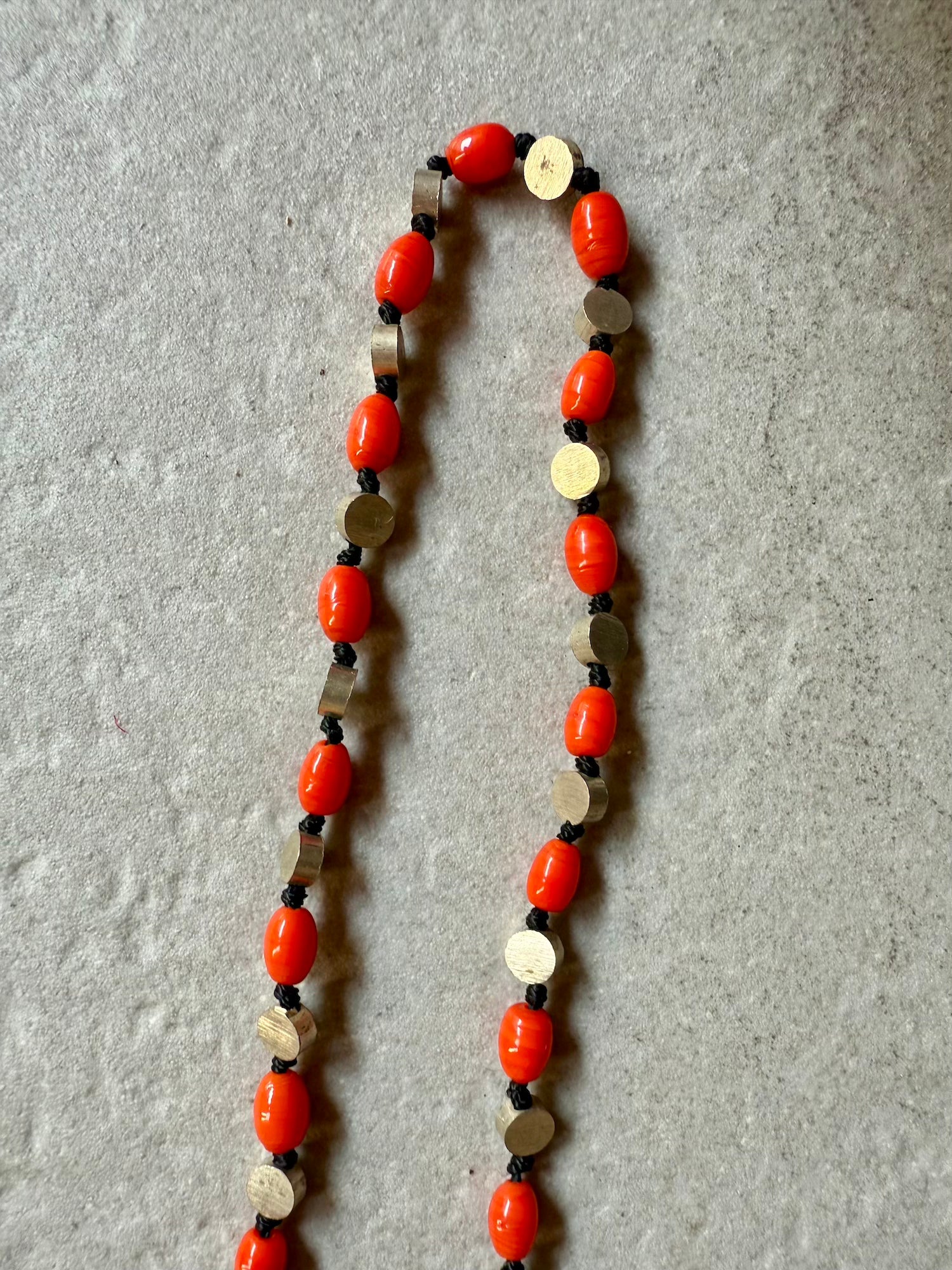 Glass Brass Necklace - Orange