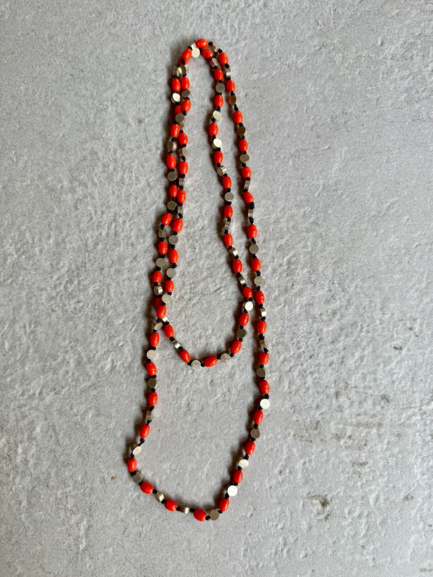 Glass Brass Necklace - Orange