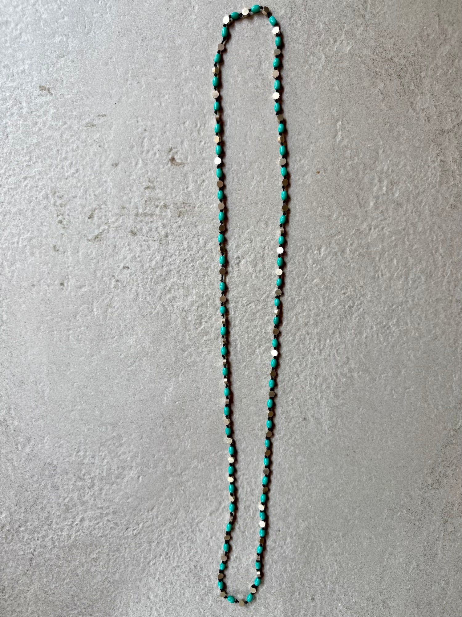 Glass Brass Necklace - Turquoise