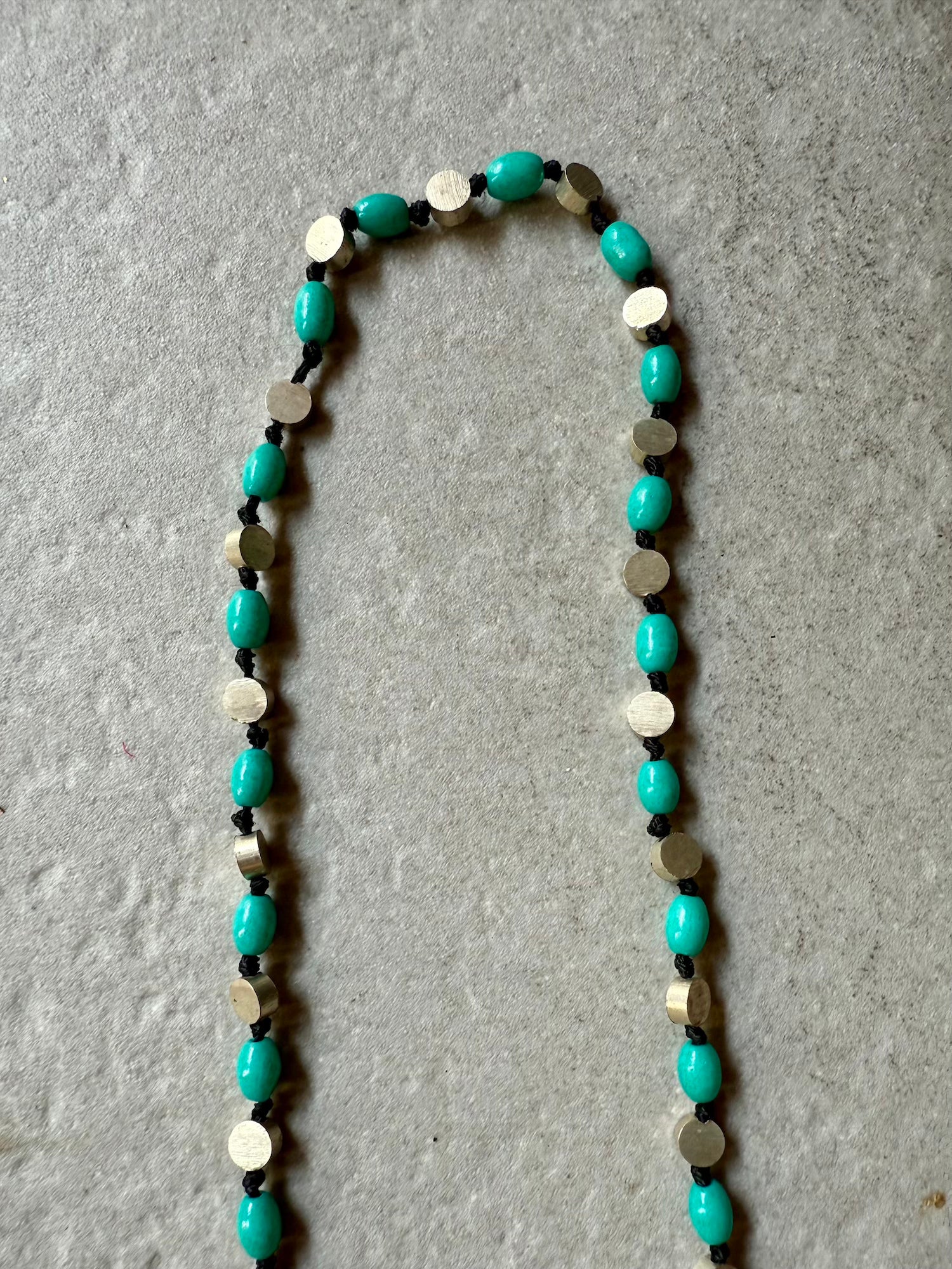 Glass Brass Necklace - Turquoise