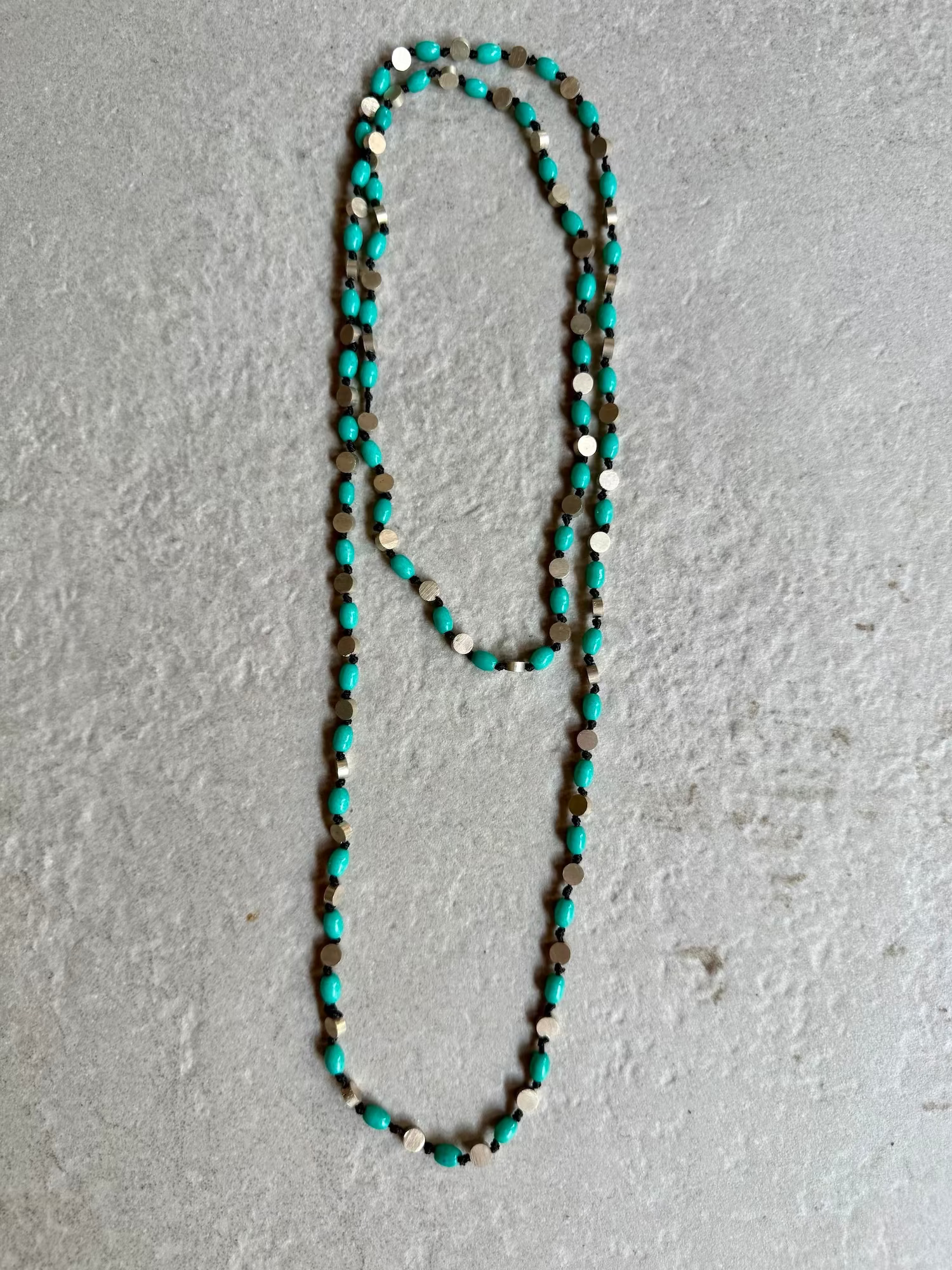 Glass Brass Necklace - Turquoise