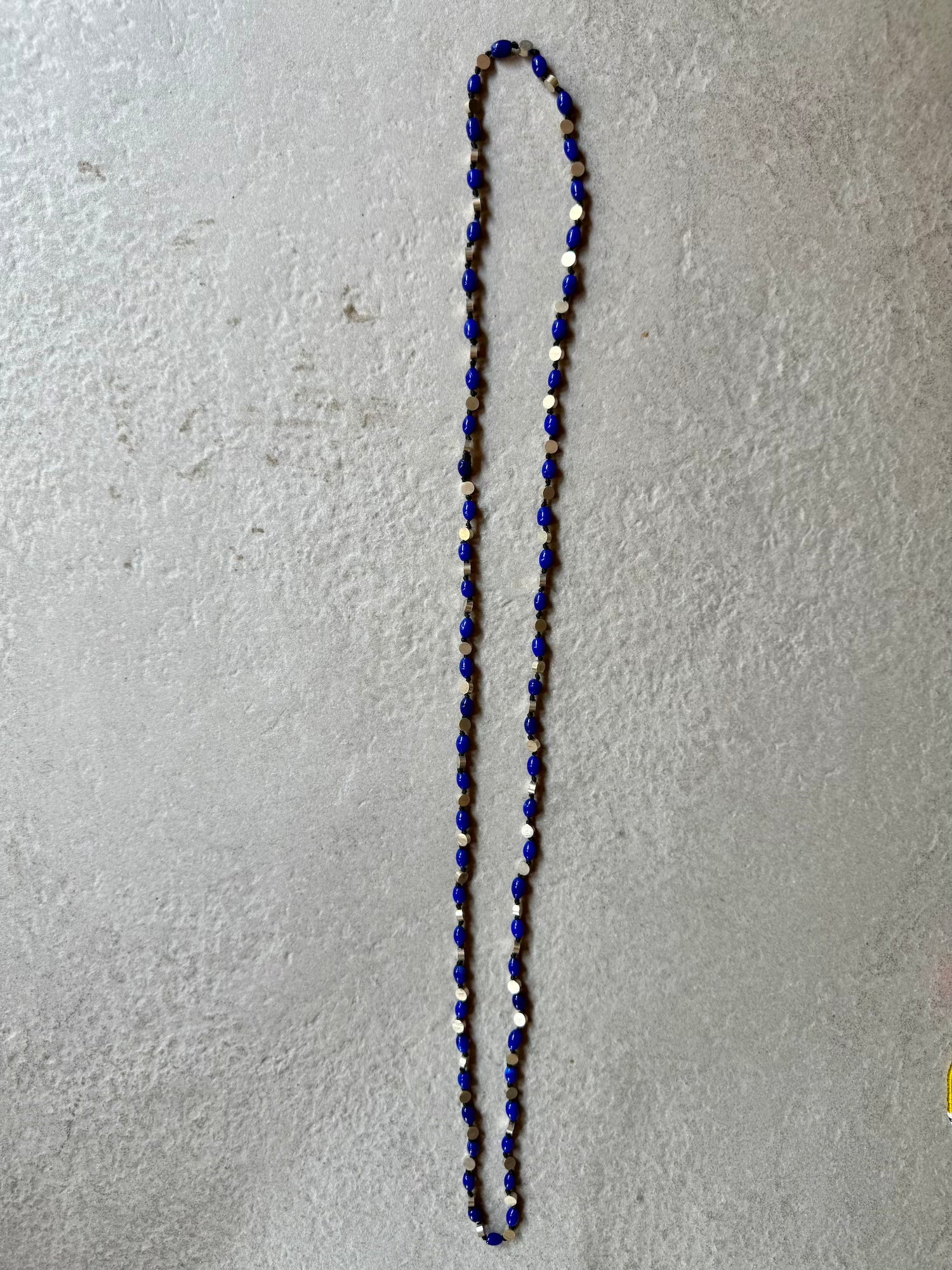 Glass Brass Necklace - Blue