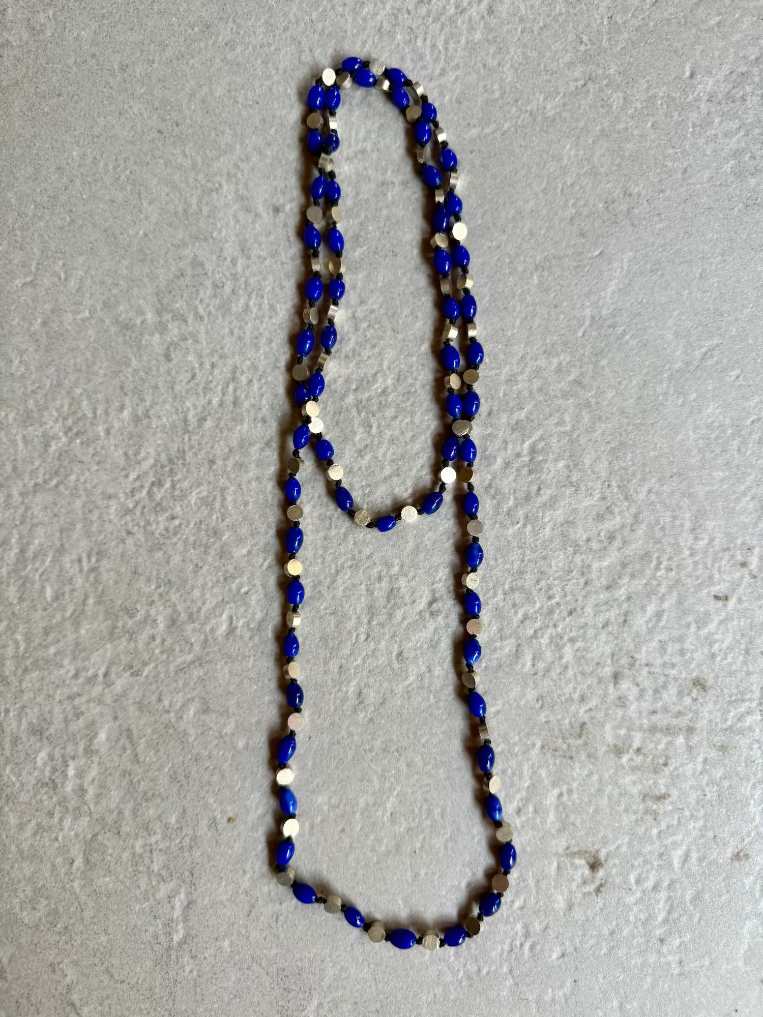 Glass Brass Necklace - Blue