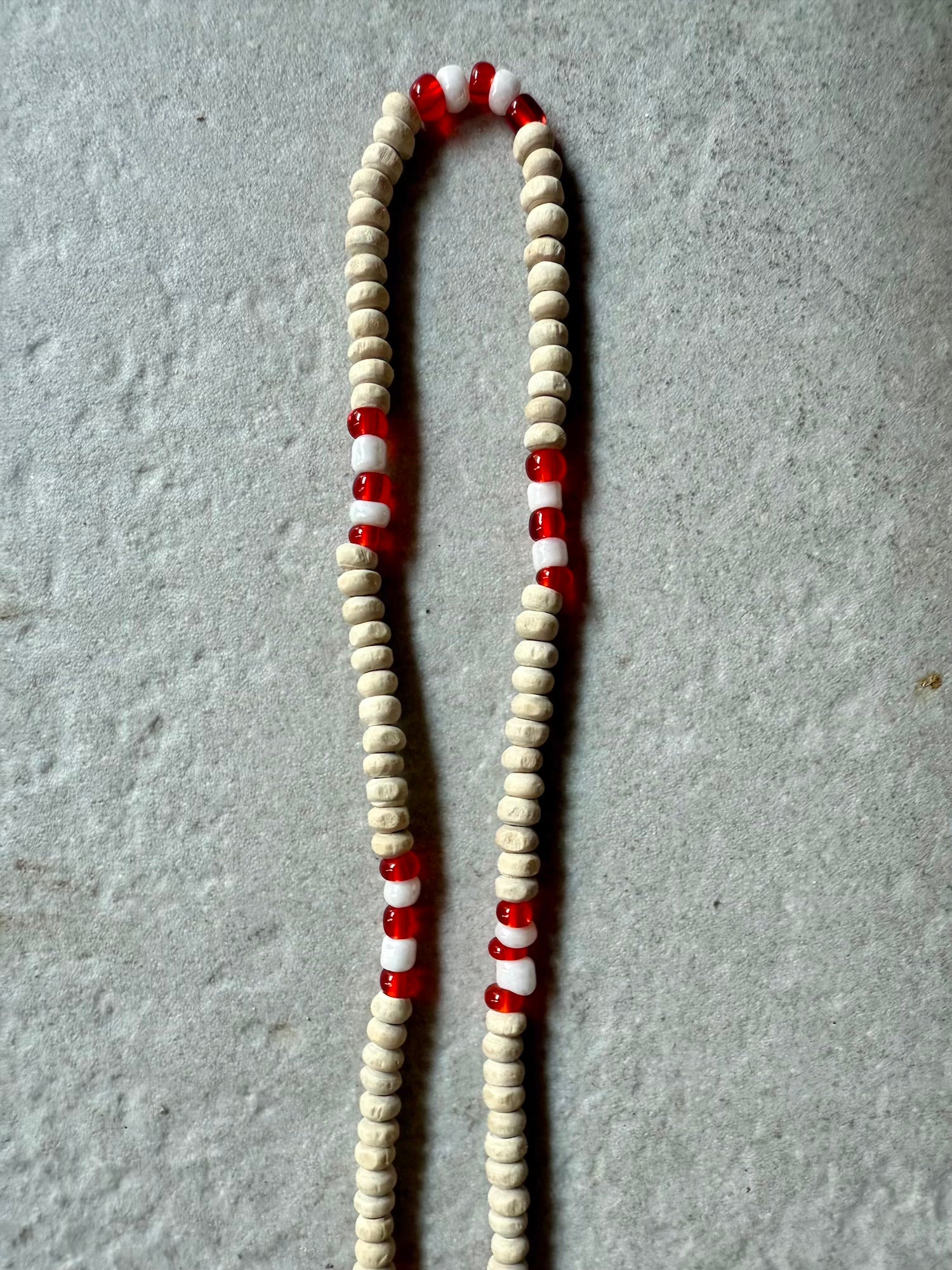 White Wood Mala - Red
