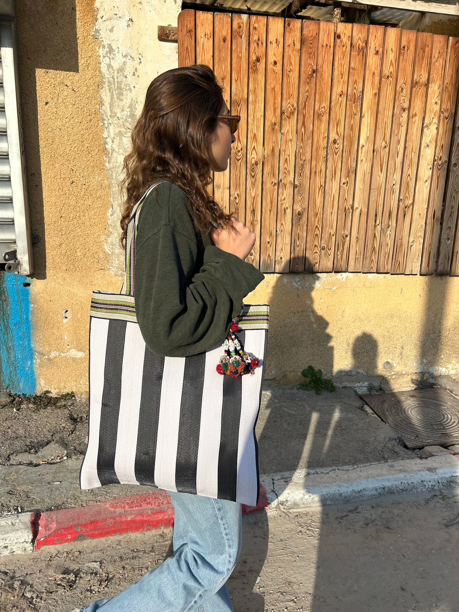 B&amp;W Striped Shopper