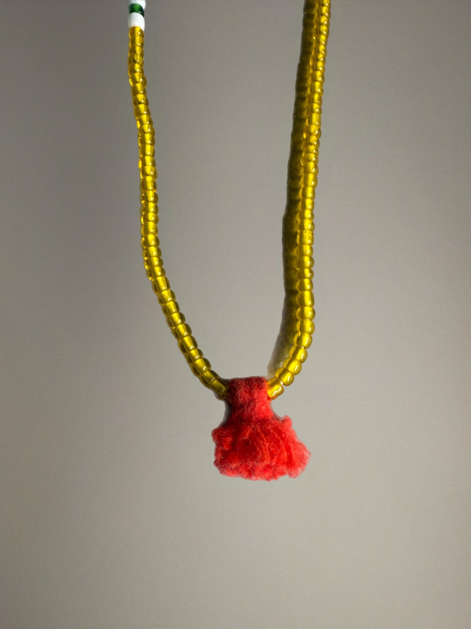 Shanti Necklace - Yellow with Orange Pompom