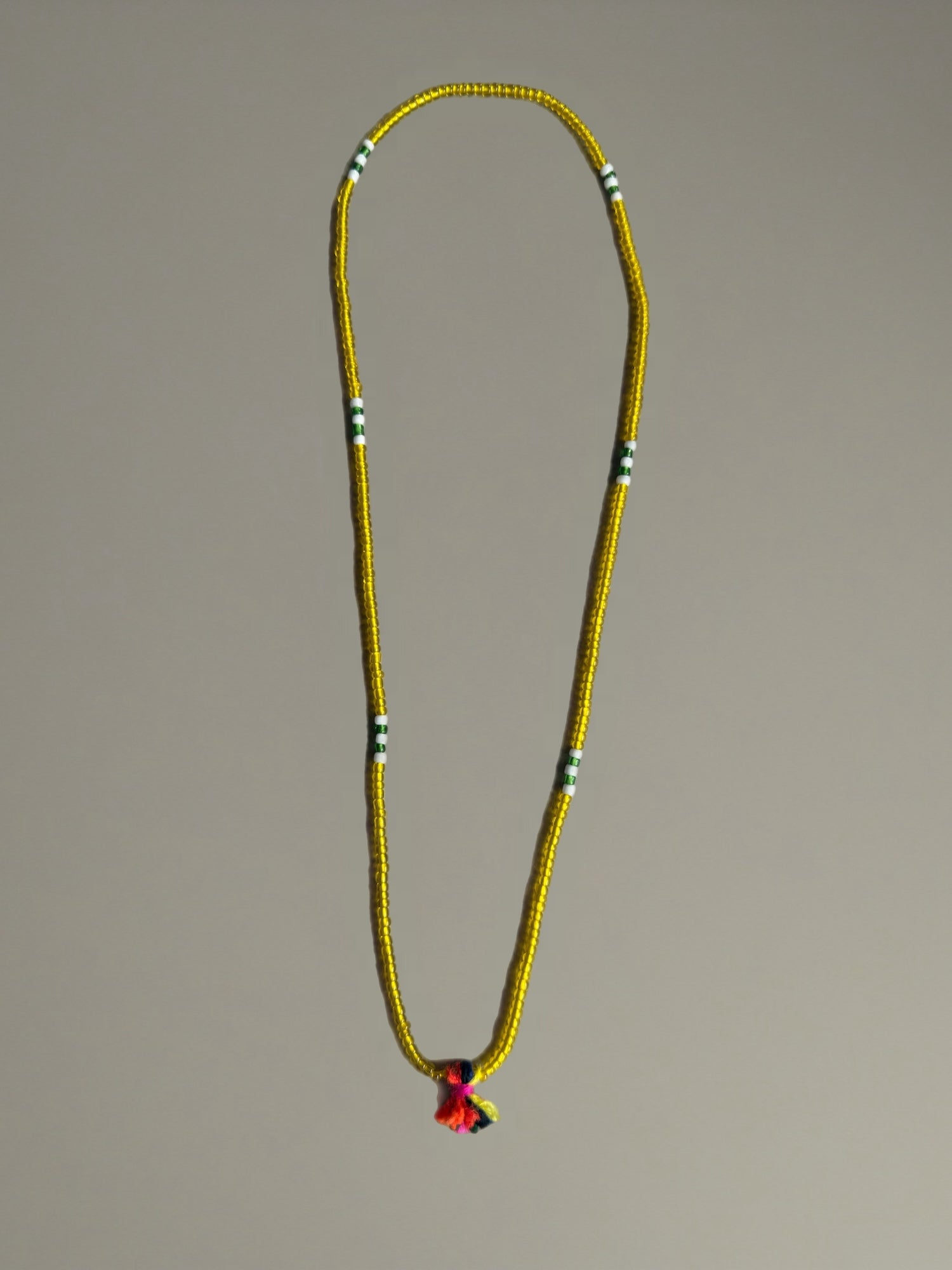Shanti Necklace - Yellow with Multicolor Pompom