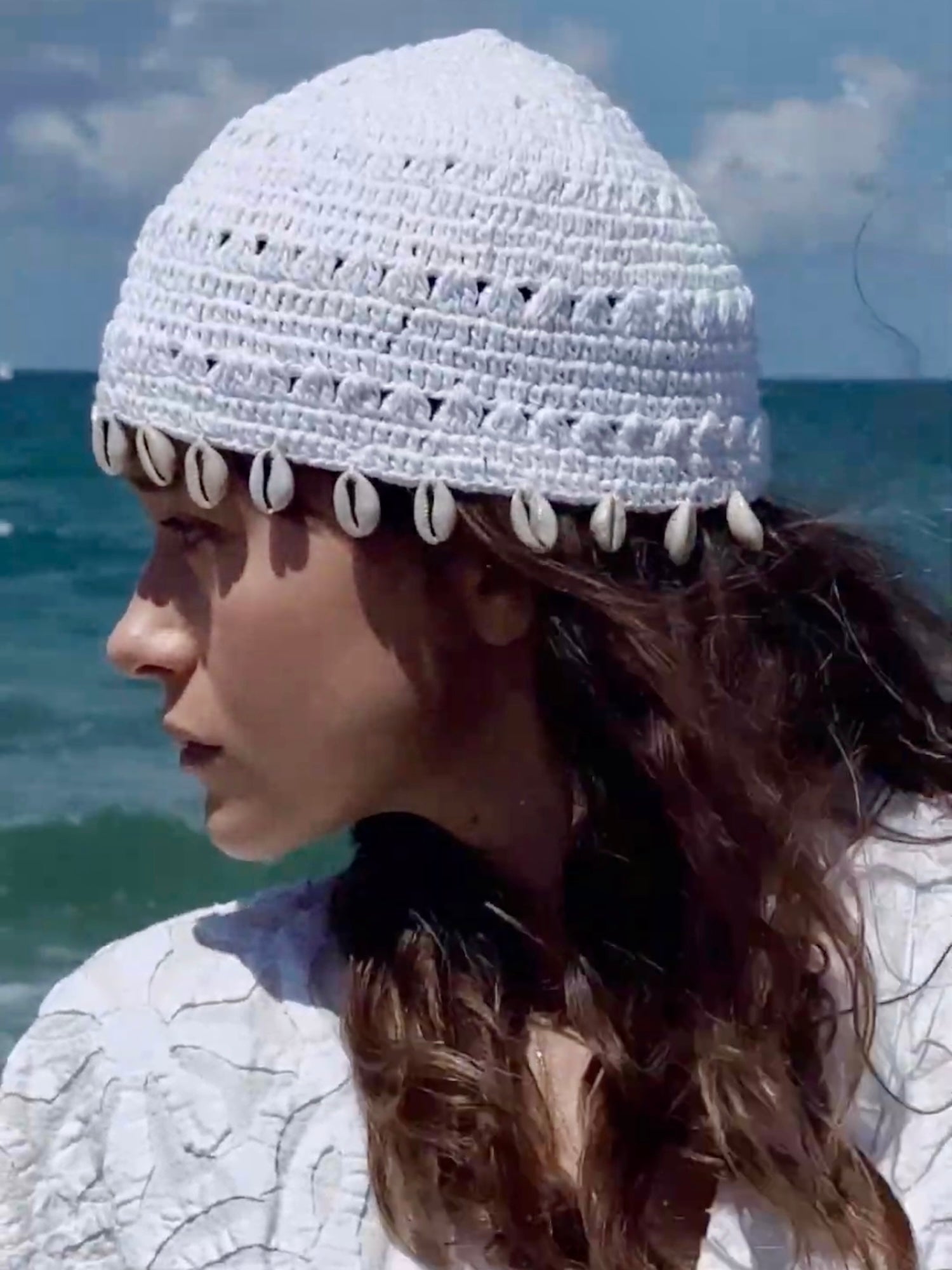 White Shell Beanie