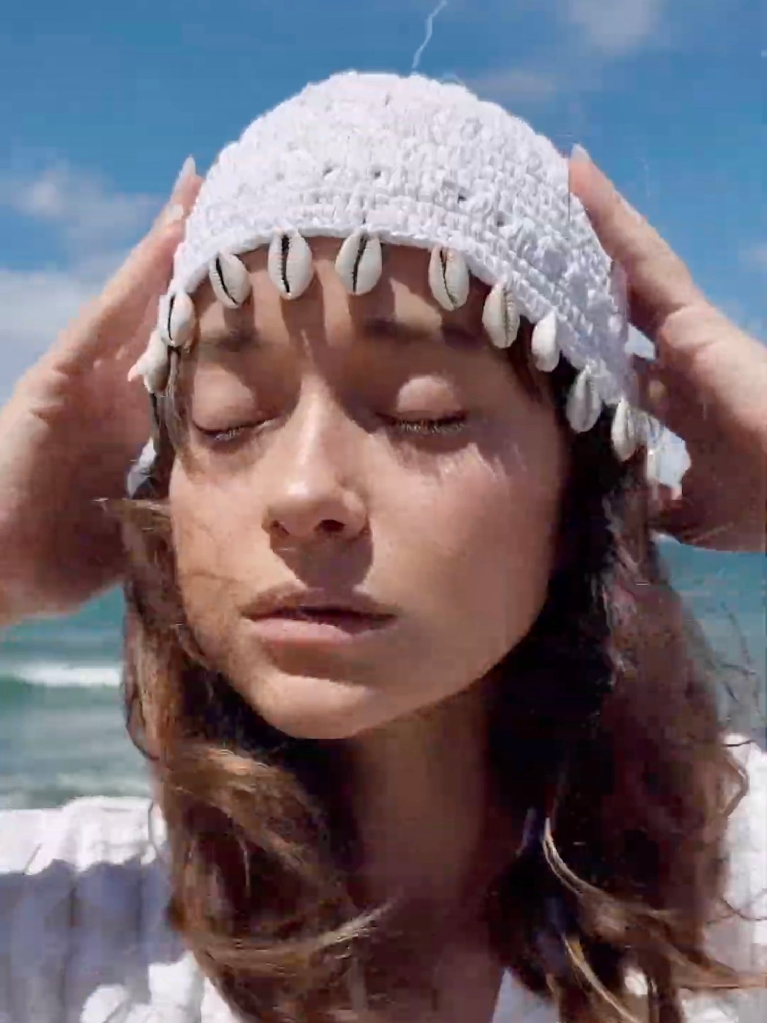 White Shell Beanie