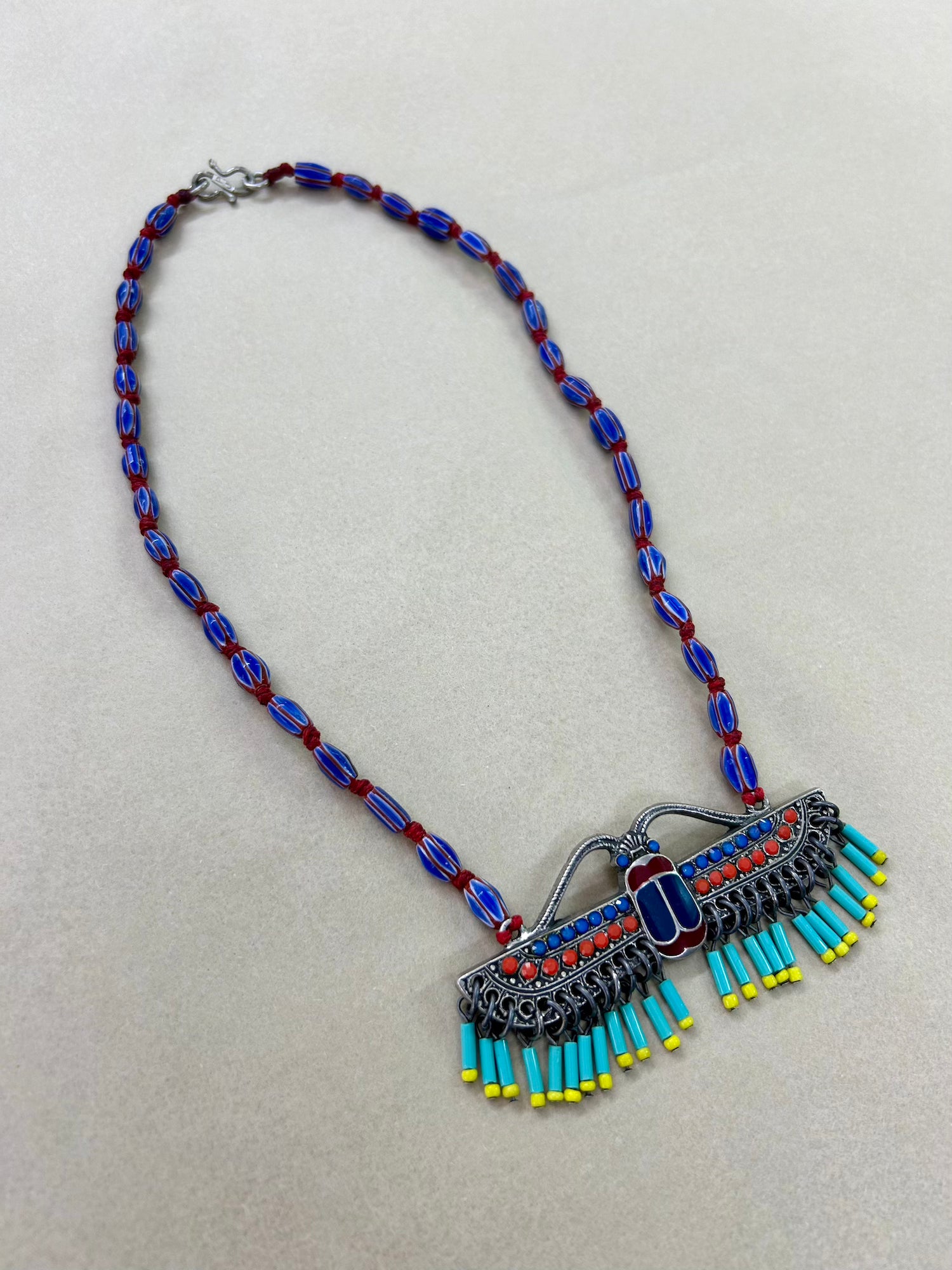 Flying Scarab Fringe Necklace