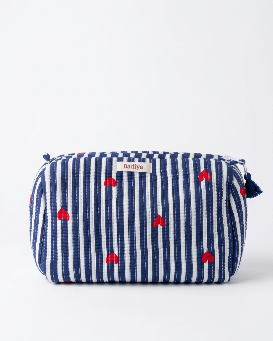 Indigo Heart Makeup Bag - Set of 3