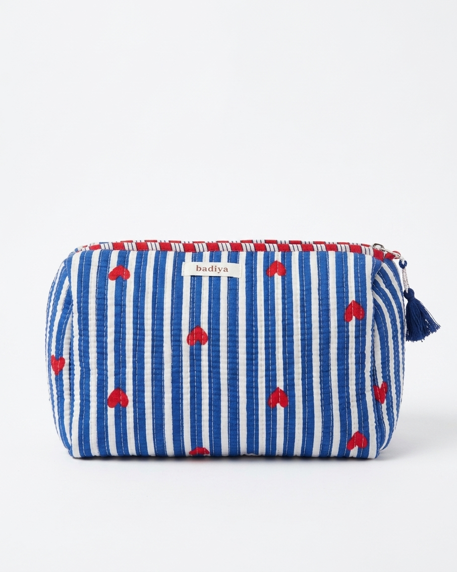 French Heart Makeup Bag - Set of 3